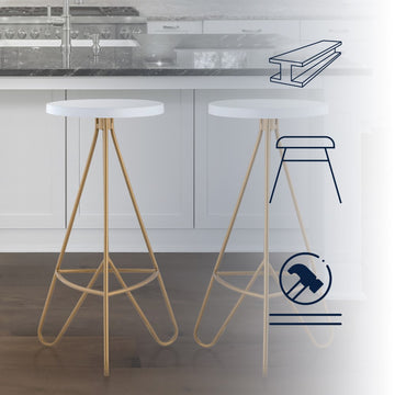Trinity 30" Modern Industiral Iron Tripod Backless Bar Stool - JONATHAN Y